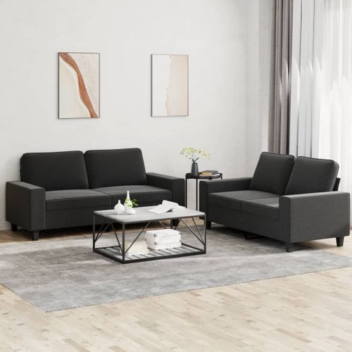 Vidaxl Ensemble De Canapés 2 Pcs Noir Tissu