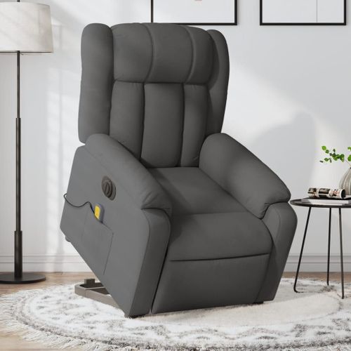 Vidaxl Fauteuil Inclinable De Massage Électrique Gris Foncé Tissu
