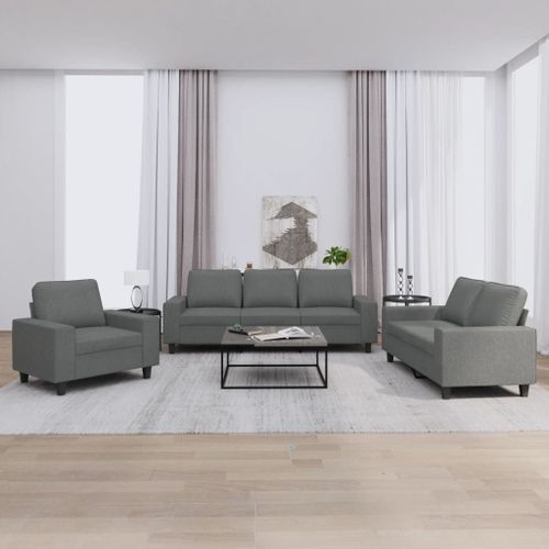 Vidaxl Ensemble De Canapés 3 Pcs Gris Foncé Tissu