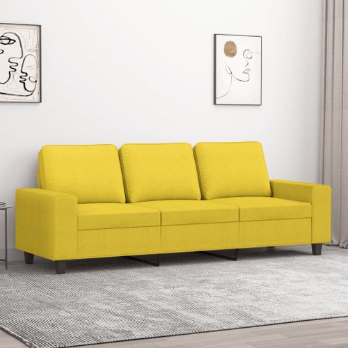 Vidaxl Canapé À 3 Places Jaune Clair 180 Cm Tissu