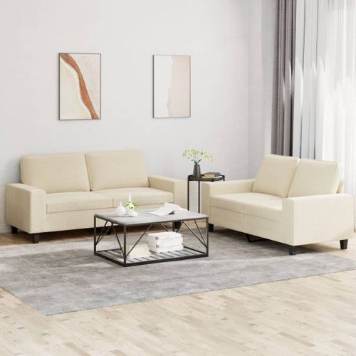Vidaxl Ensemble De Canapés 2 Pcs Crème Tissu