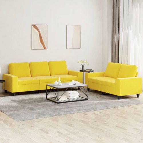 Vidaxl Ensemble De Canapés 2 Pcs Jaune Clair Tissu