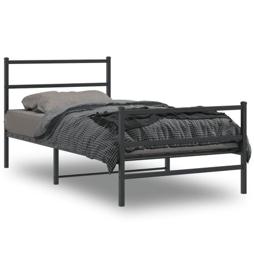 Vidaxl Cadre De Lit Métal Sans Matelas Avec Pied De Lit Noir 100x190cm