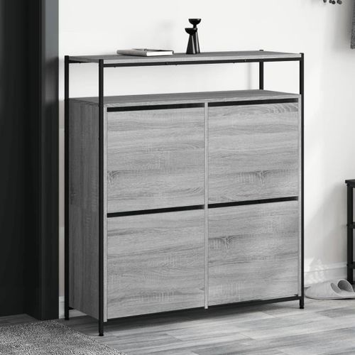 Vidaxl Armoire À Chaussures 4 Tiroirs Rabattables Sonoma Gris