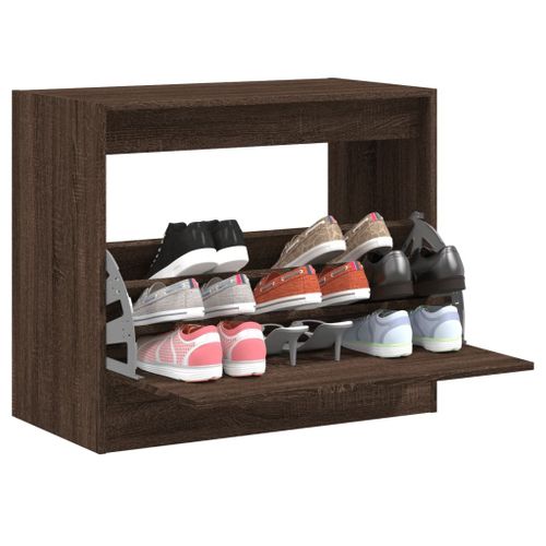 Vidaxl Armoire À Chaussures Chêne Marron 80x42x69 Cm Bois Ingénierie