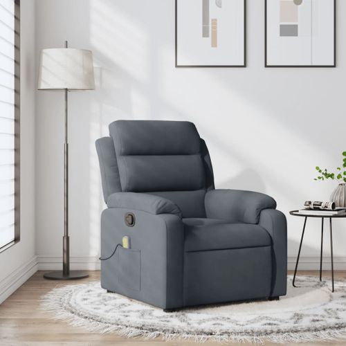 Vidaxl Fauteuil De Massage Inclinable Gris Foncé Velours