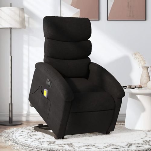 Vidaxl Fauteuil Inclinable De Massage Électrique Noir Tissu