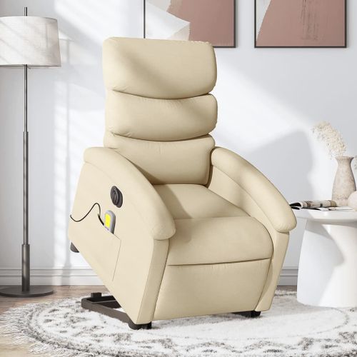 Vidaxl Fauteuil Inclinable De Massage Électrique Crème Tissu