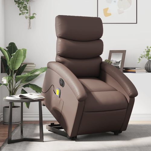 Vidaxl Fauteuil Inclinable De Massage Électrique Marron Similicuir