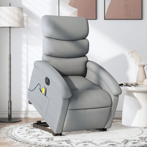 Vidaxl Fauteuil Inclinable De Massage Électrique Gris Clair Tissu