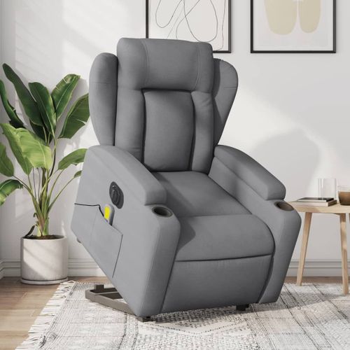 Vidaxl Fauteuil Inclinable De Massage Électrique Gris Clair Tissu