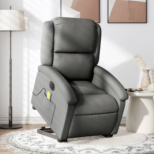 Vidaxl Fauteuil Inclinable De Massage Électrique Gris Foncé Tissu