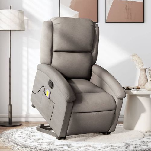 Vidaxl Fauteuil Inclinable De Massage Électrique Taupe Tissu