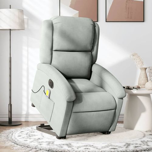 Vidaxl Fauteuil Inclinable De Massage Électrique Gris Clair Velours