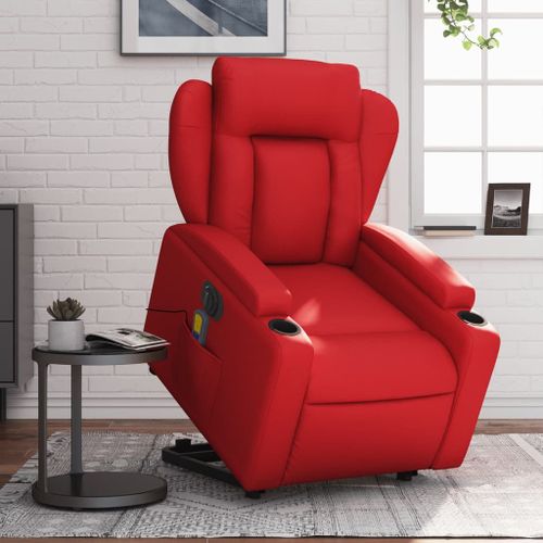 Vidaxl Fauteuil Inclinable De Massage Électrique Rouge Similicuir