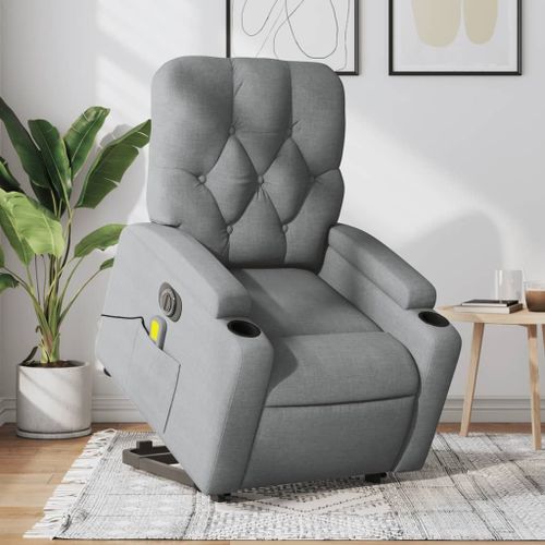 Vidaxl Fauteuil Inclinable De Massage Électrique Gris Clair Tissu