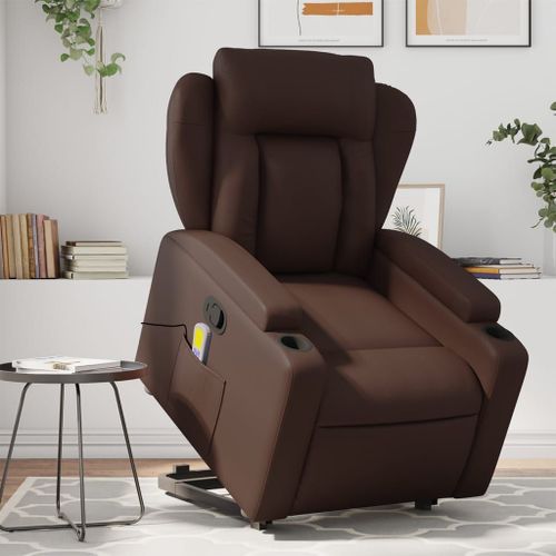 Vidaxl Fauteuil Inclinable De Massage Marron Similicuir