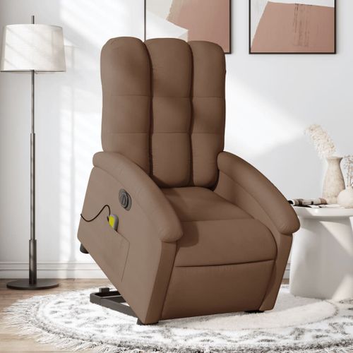 Vidaxl Fauteuil Inclinable De Massage Électrique Marron Tissu