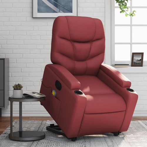 Vidaxl Fauteuil Inclinable De Massage Électrique Rouge Bordeaux