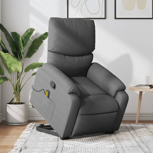 Vidaxl Fauteuil De Massage Inclinable Gris Foncé Tissu