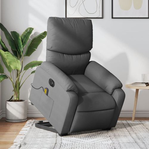 Vidaxl Fauteuil Inclinable De Massage Électrique Gris Foncé Tissu