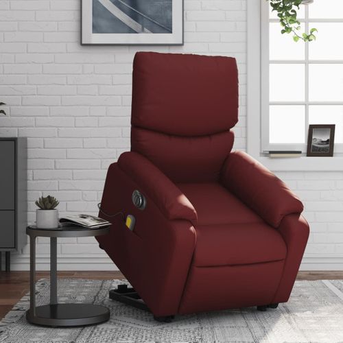 Vidaxl Fauteuil Inclinable De Massage Électrique Rouge Bordeaux