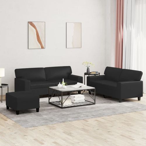 Vidaxl Ensemble De Canapés 3 Pcs Noir Similicuir