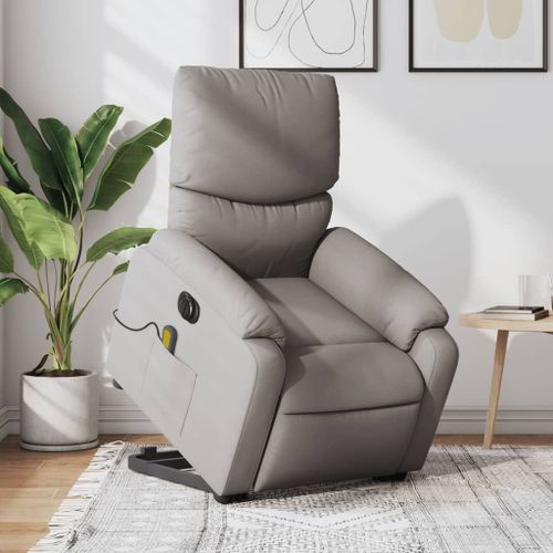 Vidaxl Fauteuil Inclinable De Massage Électrique Taupe Tissu