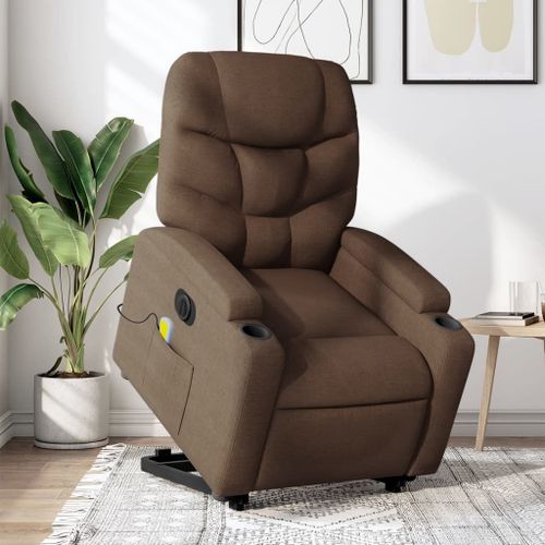Vidaxl Fauteuil Inclinable De Massage Électrique Marron Tissu