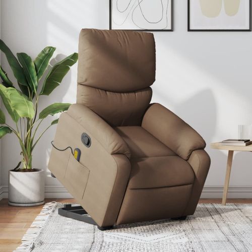 Vidaxl Fauteuil De Massage Inclinable Marron Tissu