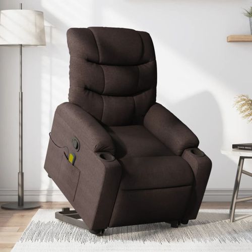 Vidaxl Fauteuil Inclinable De Massage Marron Foncé Tissu