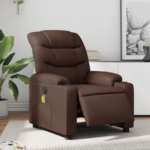 Vidaxl Fauteuil De Massage Inclinable Électrique Marron Similicuir