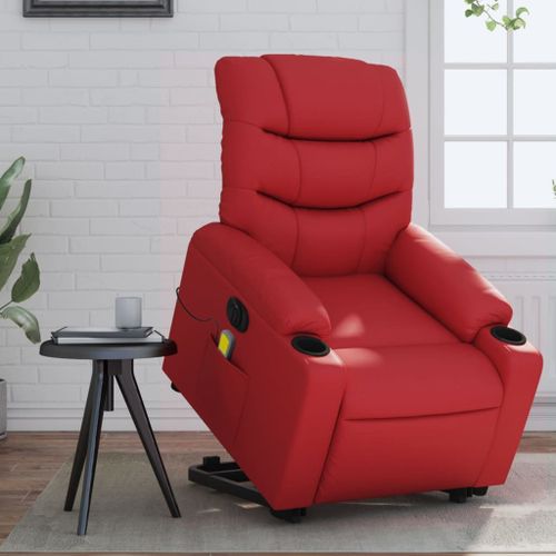 Vidaxl Fauteuil Inclinable De Massage Électrique Rouge Similicuir