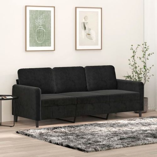 Vidaxl Canapé À 3 Places Noir 180 Cm Velours