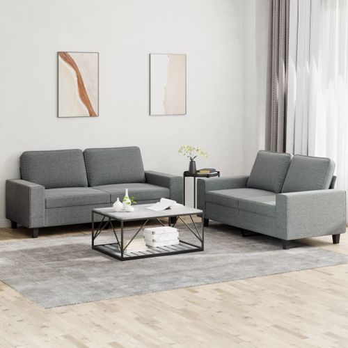 Vidaxl Ensemble De Canapés 2 Pcs Gris Foncé Tissu