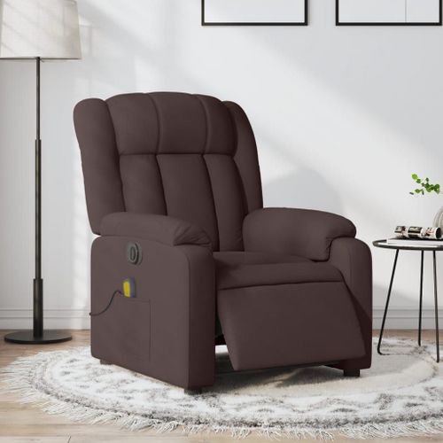Vidaxl Fauteuil De Massage Inclinable Électrique Marron Foncé Tissu