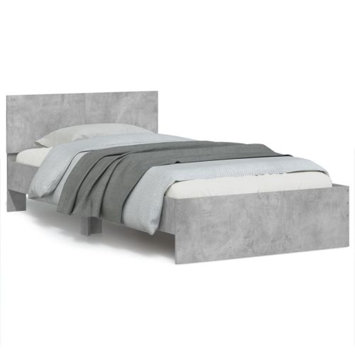 Vidaxl Cadre De Lit Avec Tête De Lit Gris Béton 100x200 Cm