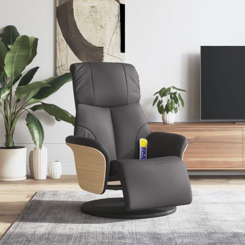 Vidaxl Fauteuil Inclinable De Massage Repose-Pieds Gris Similicuir