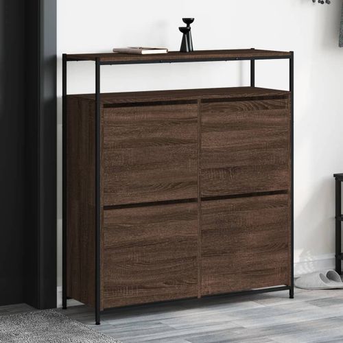 Vidaxl Armoire À Chaussures 4 Tiroirs Rabattables Chêne Marron