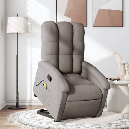Vidaxl Fauteuil Inclinable De Massage Taupe Tissu