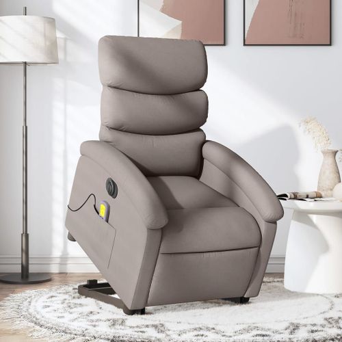 Vidaxl Fauteuil Inclinable De Massage Électrique Taupe Tissu