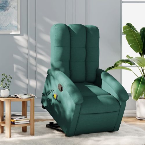 Vidaxl Fauteuil Inclinable De Massage Vert Foncé Tissu