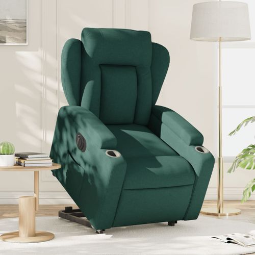 Vidaxl Fauteuil Inclinable Électrique Vert Foncé Tissu