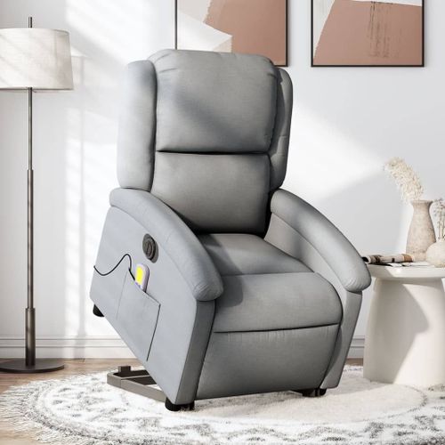 Vidaxl Fauteuil Inclinable De Massage Électrique Gris Clair Tissu