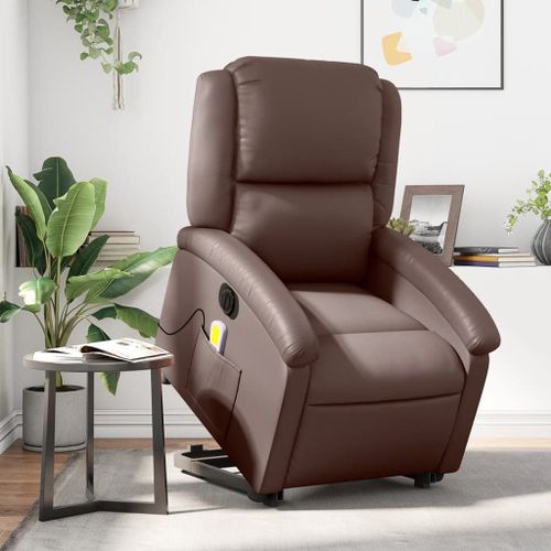 Vidaxl Fauteuil Inclinable De Massage Électrique Marron Similicuir