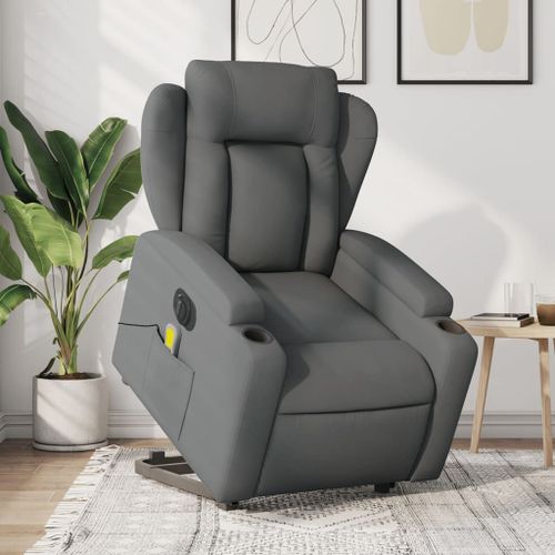 Vidaxl Fauteuil Inclinable De Massage Électrique Gris Foncé Tissu