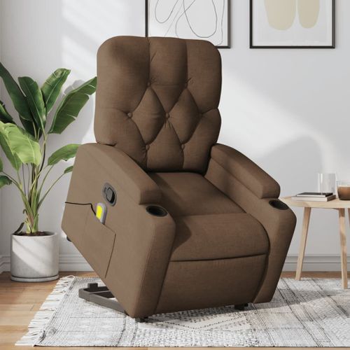 Vidaxl Fauteuil De Massage Inclinable Marron Tissu