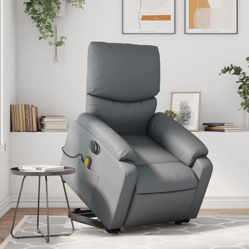 Vidaxl Fauteuil Inclinable De Massage Électrique Gris Similicuir