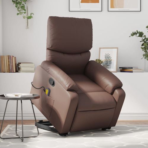 Vidaxl Fauteuil Inclinable De Massage Marron Similicuir