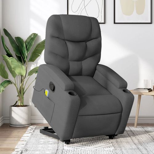 Vidaxl Fauteuil De Massage Inclinable Gris Foncé Tissu